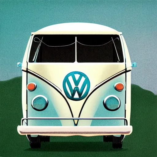 Image similar to illustration of an old van volkswagen, may 6 8, pastel colors, cool, hippie by studio muti