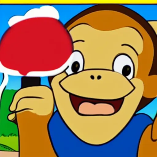 Image similar to curious george smoking a crack pipe