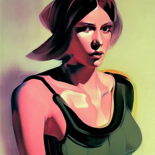 Prompt: cyberpunk young lady, portrait by Syd Mead