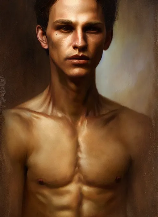 Image similar to portrait of a handsome ohio farm boy, by agostino arrivabene and tom bagshaw and manuel sanjulian