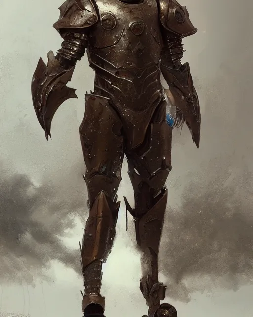 Image similar to Hyper realistic painting of an empty suit of rusty full plate armour animated by magic, dark fantasy, fantasy armor, hyper detailed, by greg rutkowski, trending on artstation