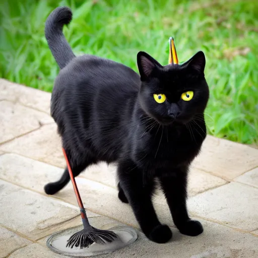 Prompt: photorealistic black cat with a white spade marking on its chest. red eyes. standing on its back legs