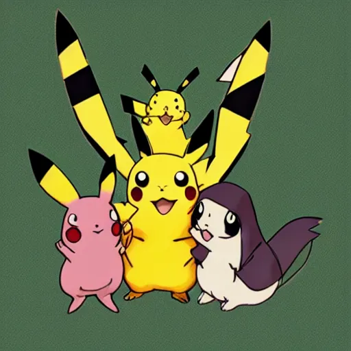 Prompt: pikachu family portrait