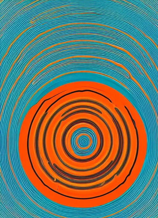 Prompt: an orange background with a circular design, a raytraced image by kenneth noland, polycount, generative art, quantum wavetracing, ray tracing, global illumination