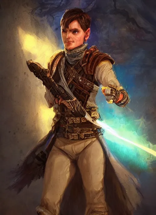 Prompt: very short hair and stubble adc, dndbeyond, bright, colourful, realistic, dnd character portrait, full body, pathfinder, pinterest, art by ralph horsley, dnd, rpg, lotr game design fanart by concept art, behance hd, artstation, deviantart, global illumination radiating a glowing aura global illumination ray tracing hdr render in unreal engine 5