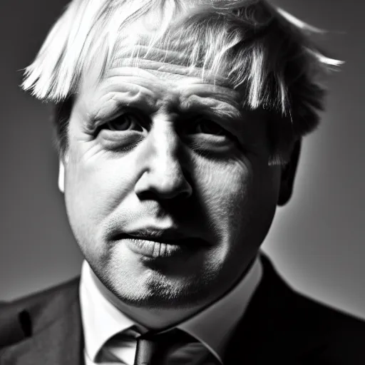 Image similar to boris Johnson standing while posing for a photo, award winning photography, HDR, studio lighting, dynamic pose, medium close shot, shot on Canon EOS R5, f/2.5,