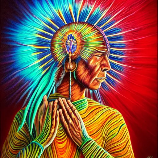 a painting of elegant native american praying by | Stable Diffusion ...