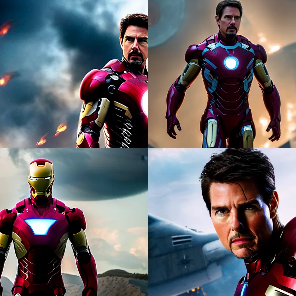 Prompt: Tom Cruise as Iron Man in the MCU, set photograph 4k