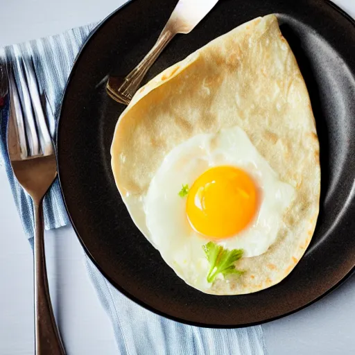 Prompt: tortilla with egg and water