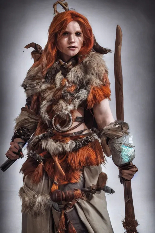 Image similar to a female DND firbolg, high resolution film still, 8k, HDR colors, cosplay, studio lighting