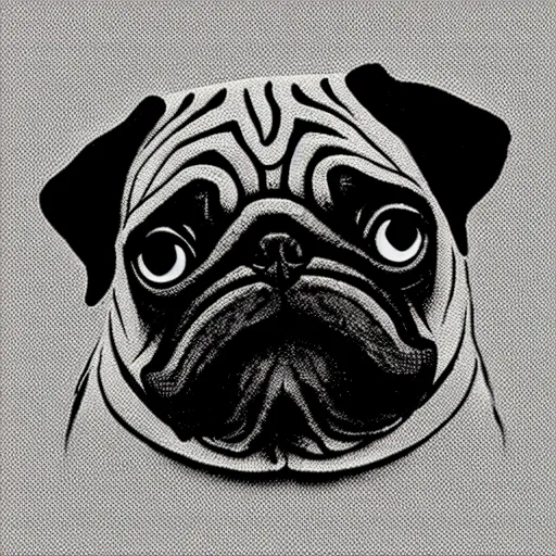 Prompt: colorful mcbess illustration of a cute pug