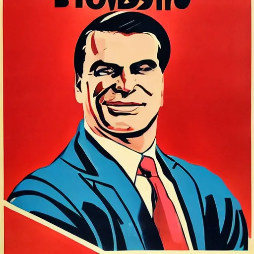 Image similar to soviet propaganda poster of jair bolsonaro