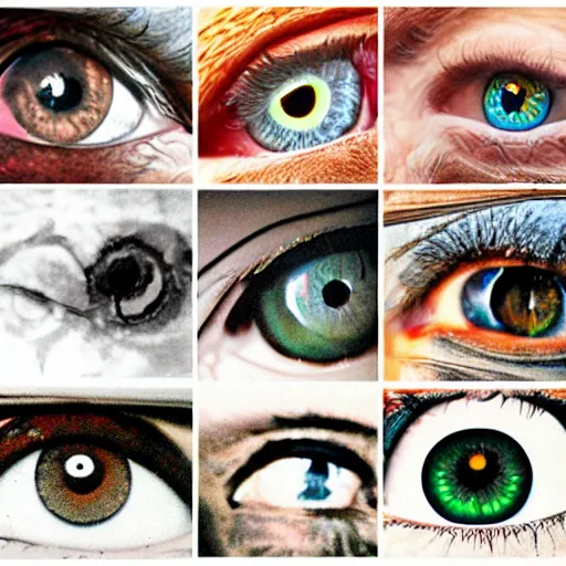 Prompt: a collage of eyes, animated, sharp focus, the all-seeing eye