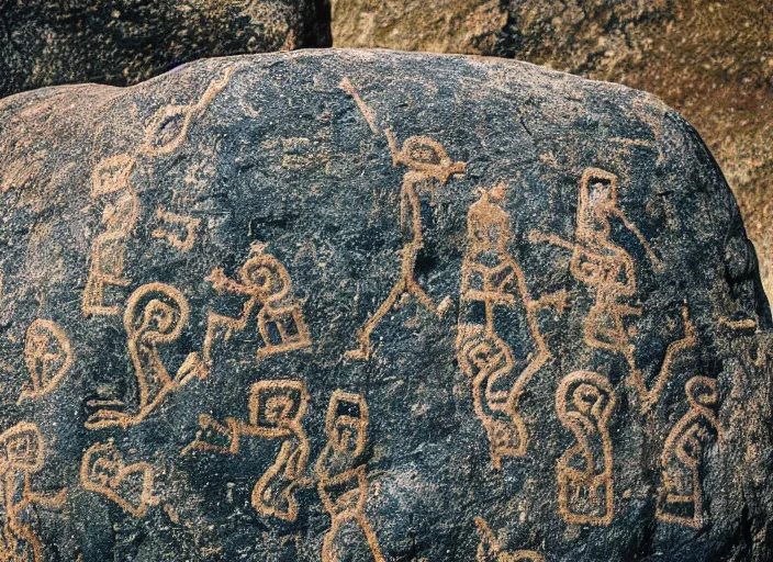 Image similar to Closeup photograph of petroglyphs on a boulder