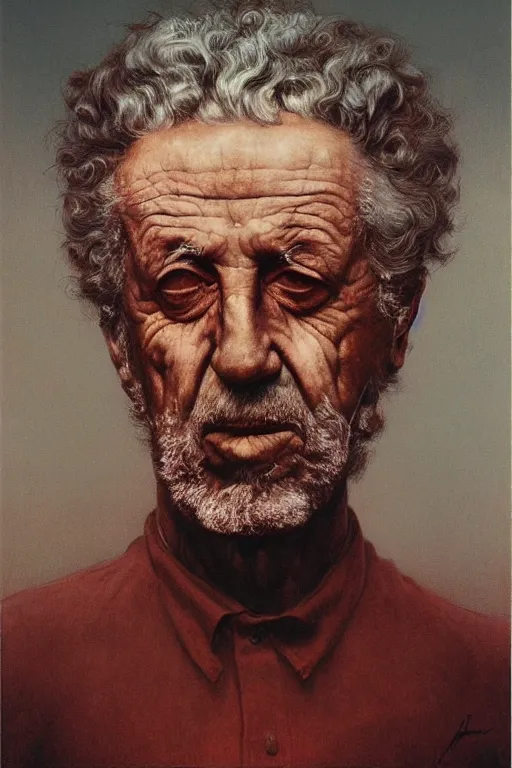 Image similar to portrait of Nicholas Ray by Zdzislaw Beksinski