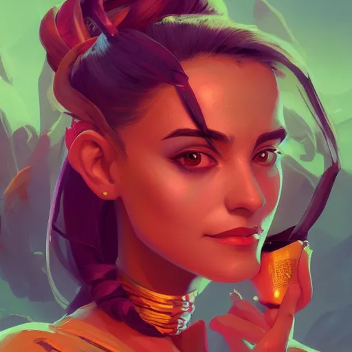 Image similar to portrait of a beautiful woman, maya ali mage, gloomhaven, dynamic lighting, gaudy colors, octane render aesthetic, matte painting concept art, official fanart behance hd artstation by jesper ejsing, by rhads and makoto shinkai and lois van baarle and ilya kuvshinov and rossdraws