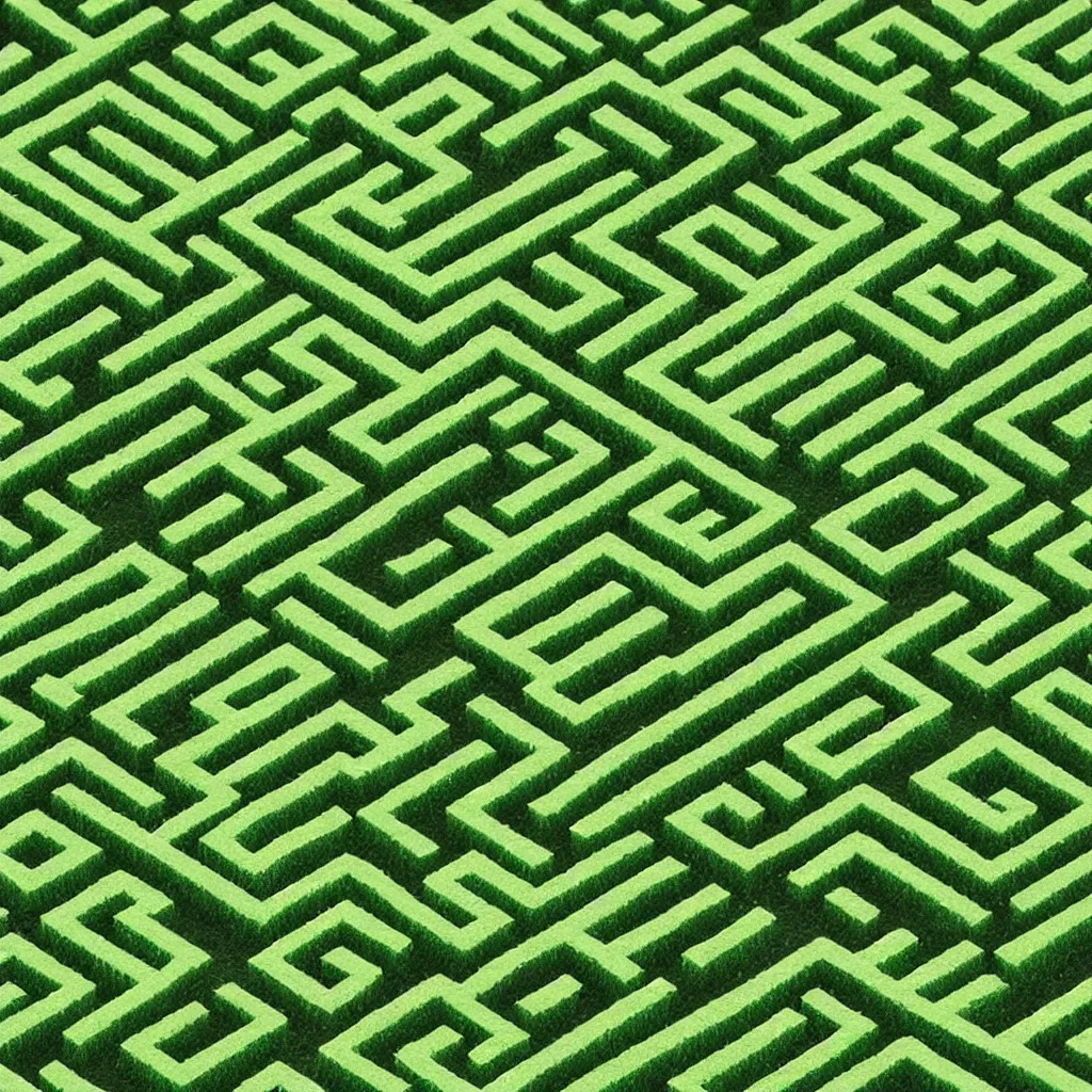 Image similar to wimmelbilder maze made of lawn, isometric, very sharp