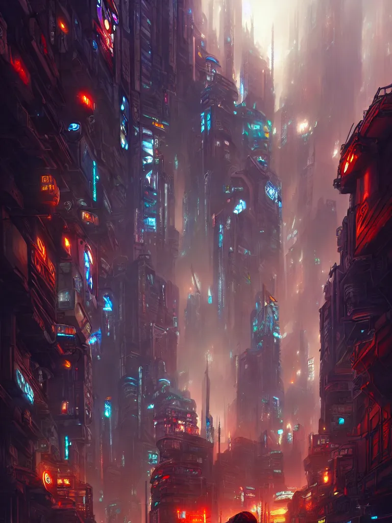 Prompt: a cyberpunk city by tony sart, fantasy, artstation, illustration