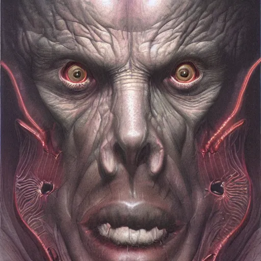 Prompt: multiple faces mutant, portrait by wayne barlowe