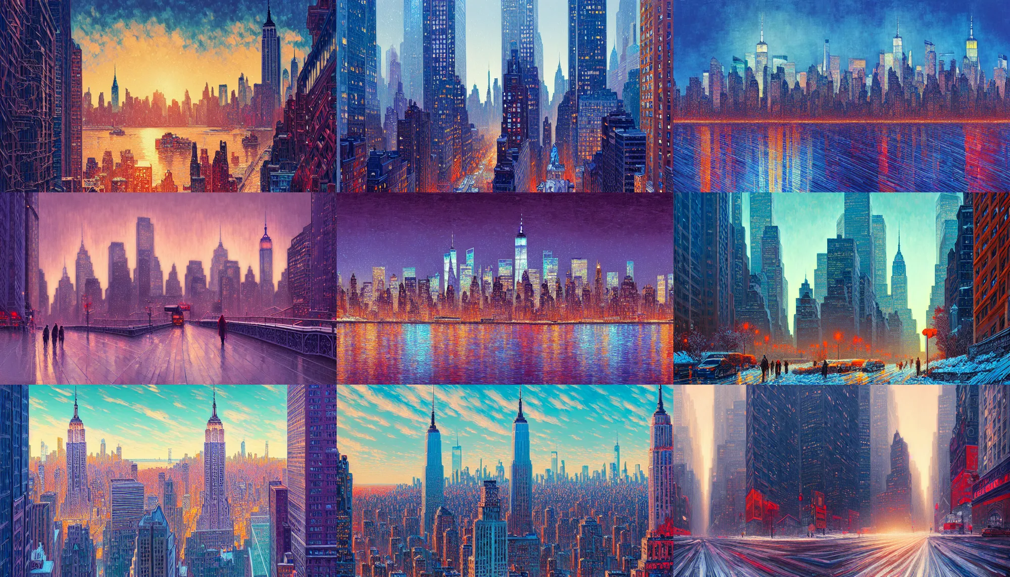 Prompt: new - york skyline in winter, path traced, highly detailed, high quality, digital painting, alena aenami, lilia alvarado, shinji aramaki, karol bak, alphonse mucha, tom bagshaw