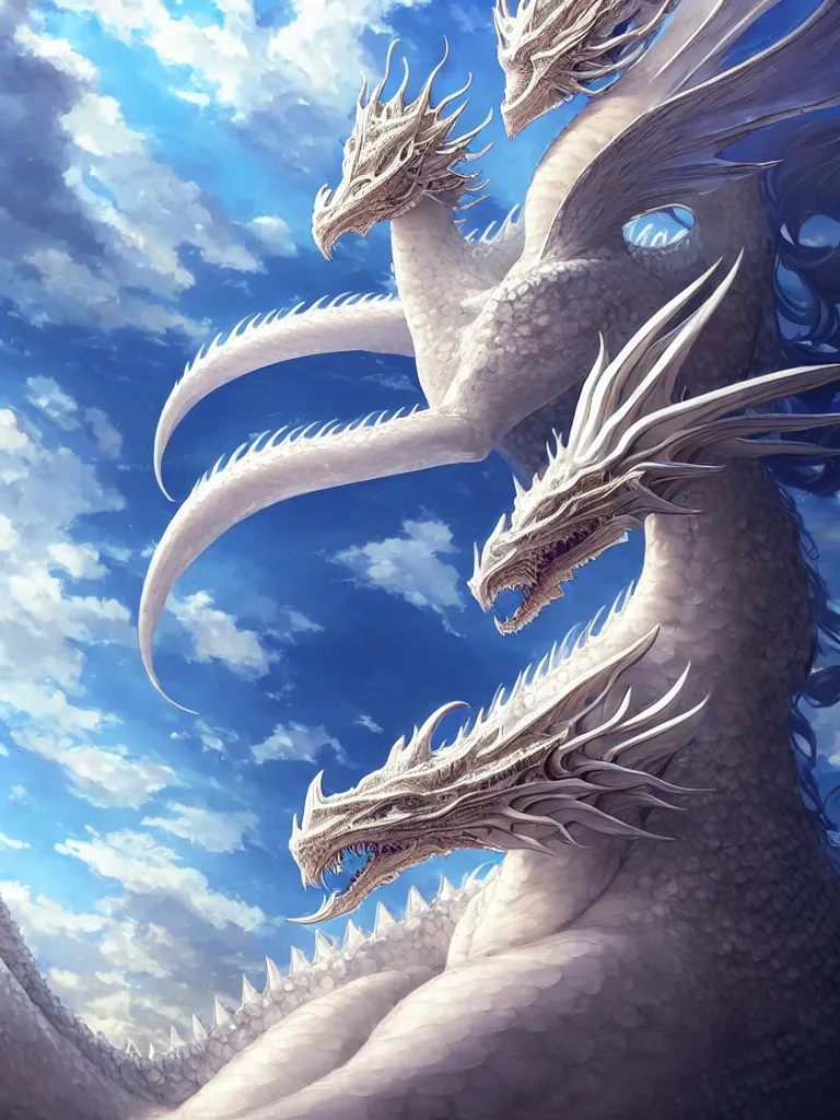 Image similar to the beautiful hyper detailed big scene render that a beautiful princess sitting on the back of a huge silver white dragon alone in fairyland surrounded by white clouds, finely detailed angelic face delicate features, style of studio ghibli, makoto shinkai, raphael lacoste, artgerm, karol bak, kazuki tanahashi, james jean, ross tran, ultra wide angle