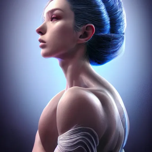 Image similar to the portrait of a blueberry that resembles an absurdly beautiful, graceful, elegant, sophisticated fitness model young woman, an ultrafine hyperdetailed illustration by kim jung gi, irakli nadar, intricate linework, bright colors, octopath traveler, final fantasy, unreal engine 5 highly rendered, global illumination, radiant light, detailed and intricate environment