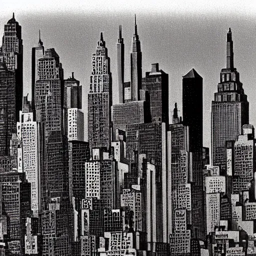 Image similar to new york skyline 1 9 7 0 s scifi art