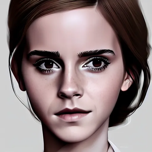 Image similar to emma watson, elegant, 2d, ultra highly detailed, digital painting, smooth, sharp focus, artstation, art by Ilya Kuvshinov