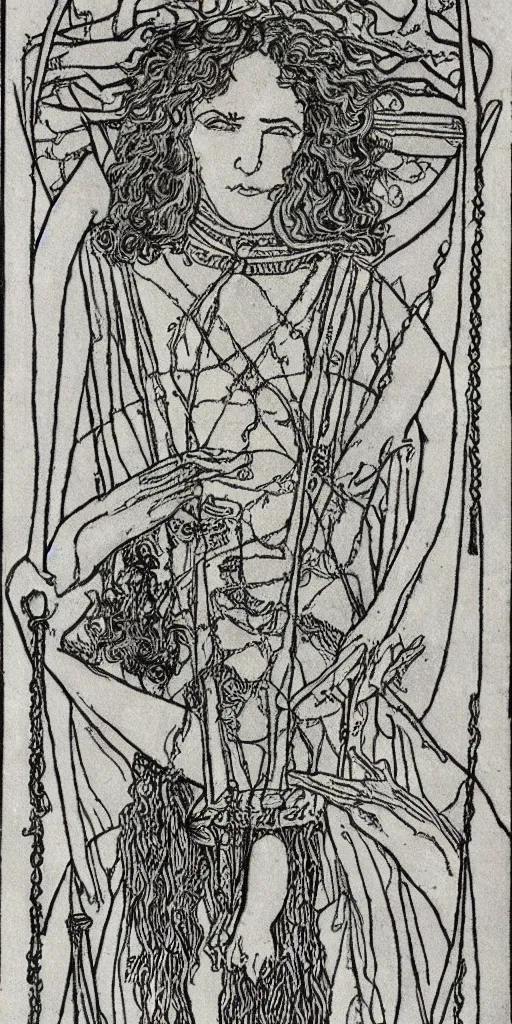 Prompt: the chariot tarot card by austin osman spare