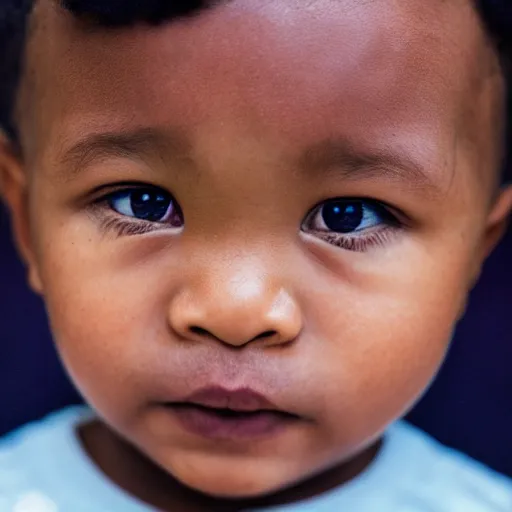 Image similar to photograph of a black asian baby with heterochromia