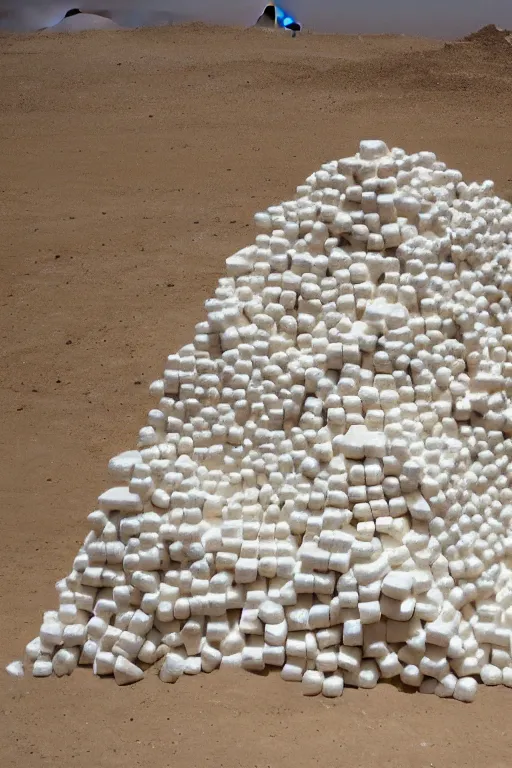 Prompt: the pyramids of egypt made of marshmallows