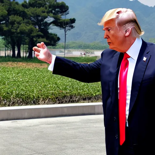 Image similar to Donald Trump standing in Pyongyang North Korea