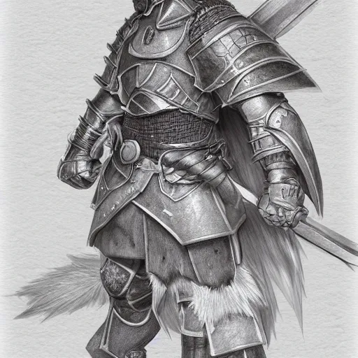 Image similar to heroic character design of anthropomorphic beaver, portrait, holy crusader medieval knight, final fantasy tactics character design, character art, colorized pencil sketch, highly detailed, Akihiko Yoshida,