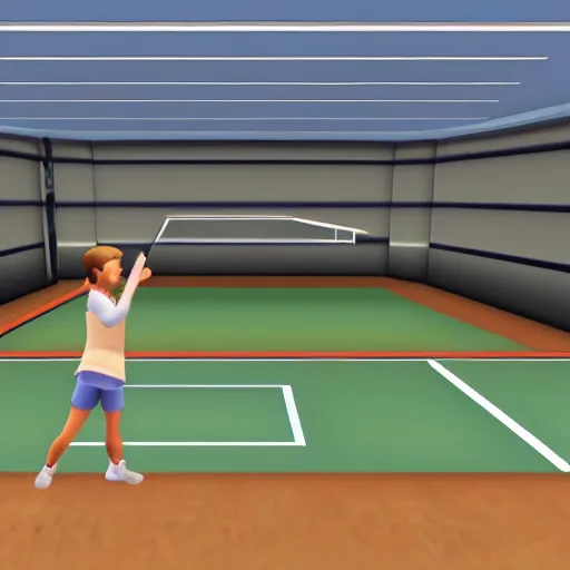 Prompt: wii sports : tennis : target practice liminal space, backrooms, free space, empty