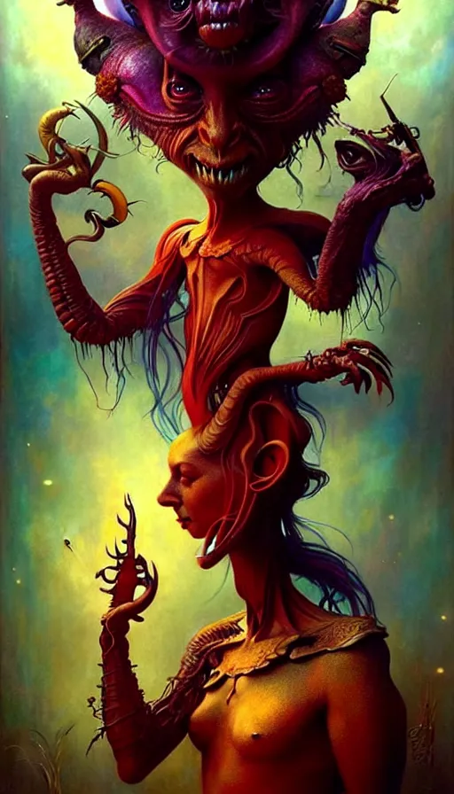 Prompt: exquisite imaginative friendly weird magic creature poster art humanoid colourful movie art by : : weta studio tom bagshaw james jean frank frazetta