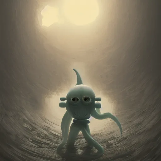 Image similar to squidward as a dark souls boss by Mike Winkelmann