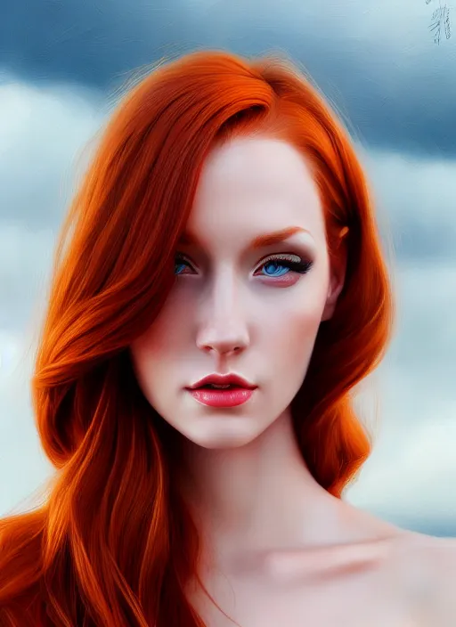 Prompt: portrait photo of a gorgeous young redhead woman with cat eyes in the style of stefan kostic, realistic, sharp focus, 8k high definition, insanely detailed, intricate, elegant, art by stanley lau and artgerm