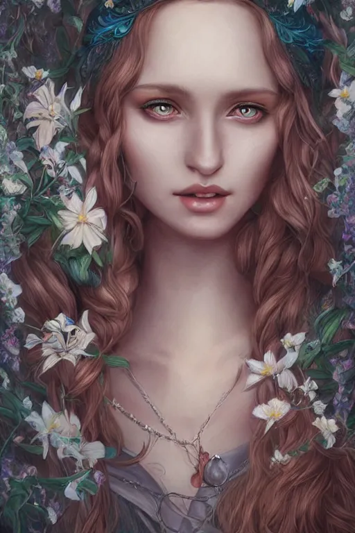 Image similar to portrait of beautiful elvish goddess , 8k, highly detailed, sharp, realistic, in style of Anna Dittmann