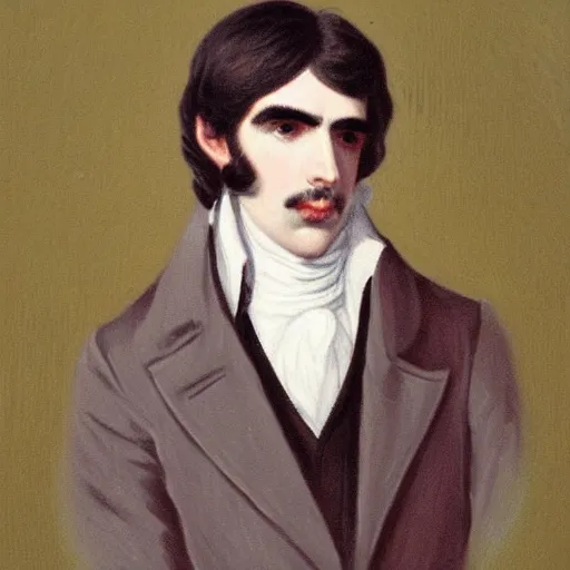 Prompt: regency era painting of a young george harrison with thick eyebrows