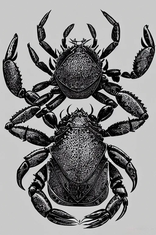 Prompt: crab humanoid heavily armoured, symmetrical, highly detailed, digital art, needles, hermit crab, chitin, sharp focus, trending on art station, kentaro miura manga art style