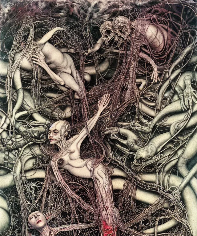 Prompt: early colour 8k photo of the miracle of life by H.R.Giger, Vania Zouravliov, by Ayami Kojima, Amano, Takato Yamamoto