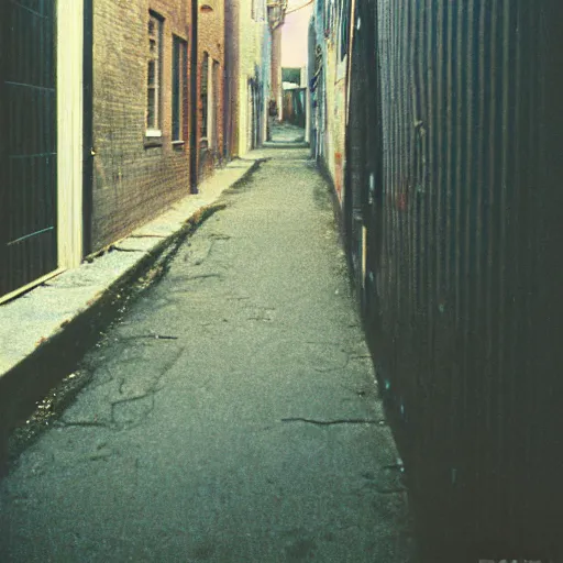 Image similar to back alley 1979 photograph kodak portra 400 film polaroid.