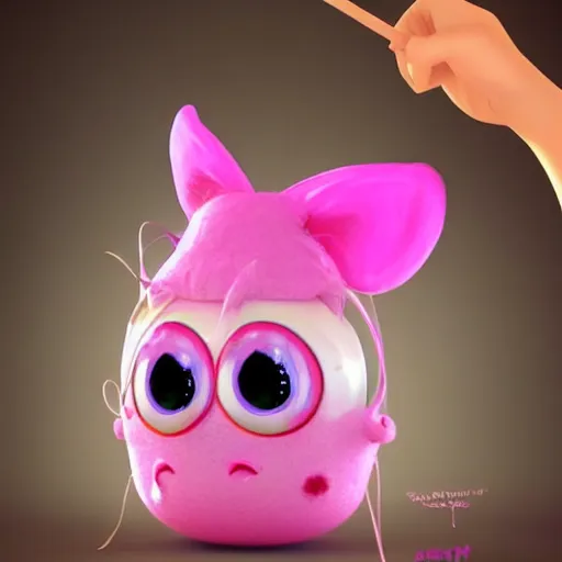 Image similar to cute pink pastele fluffy spuder with huge eyes inside the bottle, digital illustration, cartoon creature, vivid color, soft light, nice, cute, beautiful, masterpiece, tranding on artstation, very detailed, 3 d render