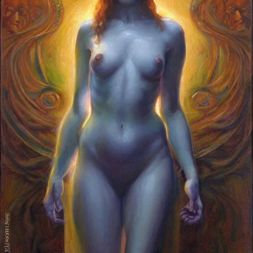 Image similar to a painting in the style of donato giancola, and in the style of charlie bowater, and in the style of aristide maillol. symmetry, smooth, sharp focus, semi - realism.