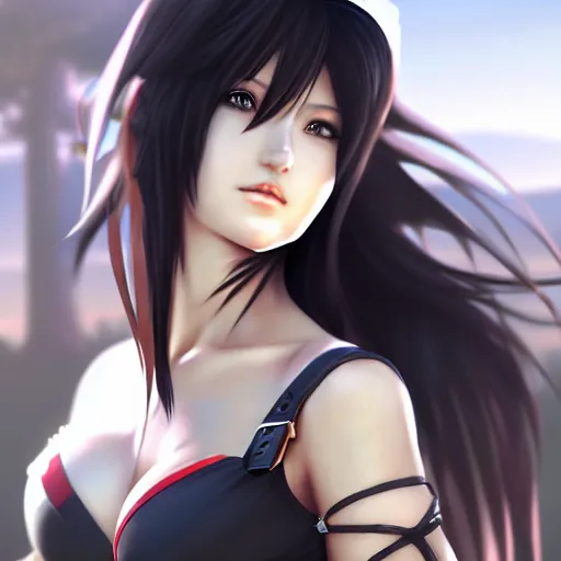 Image similar to alternate outfit of tifa lockhart by wlop, rossdraws, mingchen shen, bangkuart, sakimichan, yan gisuka, jeongseok lee, artstation, 4k