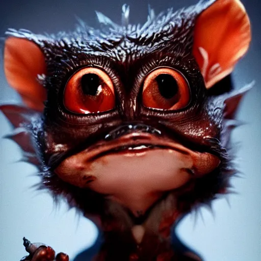 Prompt: very cute gizmo the mogwai gremlin in the movie gremlins ( 1 9 8 4 ), award winning creature portrait photography, extremely detailed, artstation, 8 k, sensual lighting, incredible art, wlop, artgerm