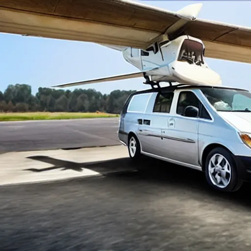 Prompt: flying minivan