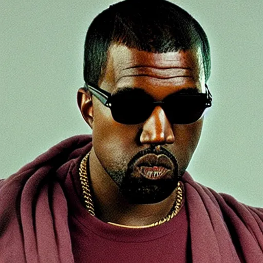 Image similar to film still of kanye west as morpheus in the matrix
