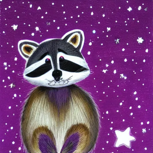 Image similar to purple raccoon in the stars