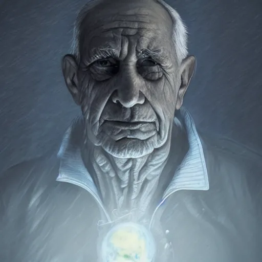 Prompt: portrait!! of an [ elderly man holding the [ earth in his hands ]! ]! trending on artstation 4 k digital art cgsociety contest winner award winning intricate detailed gloomy lighting futuristic! portrait!!